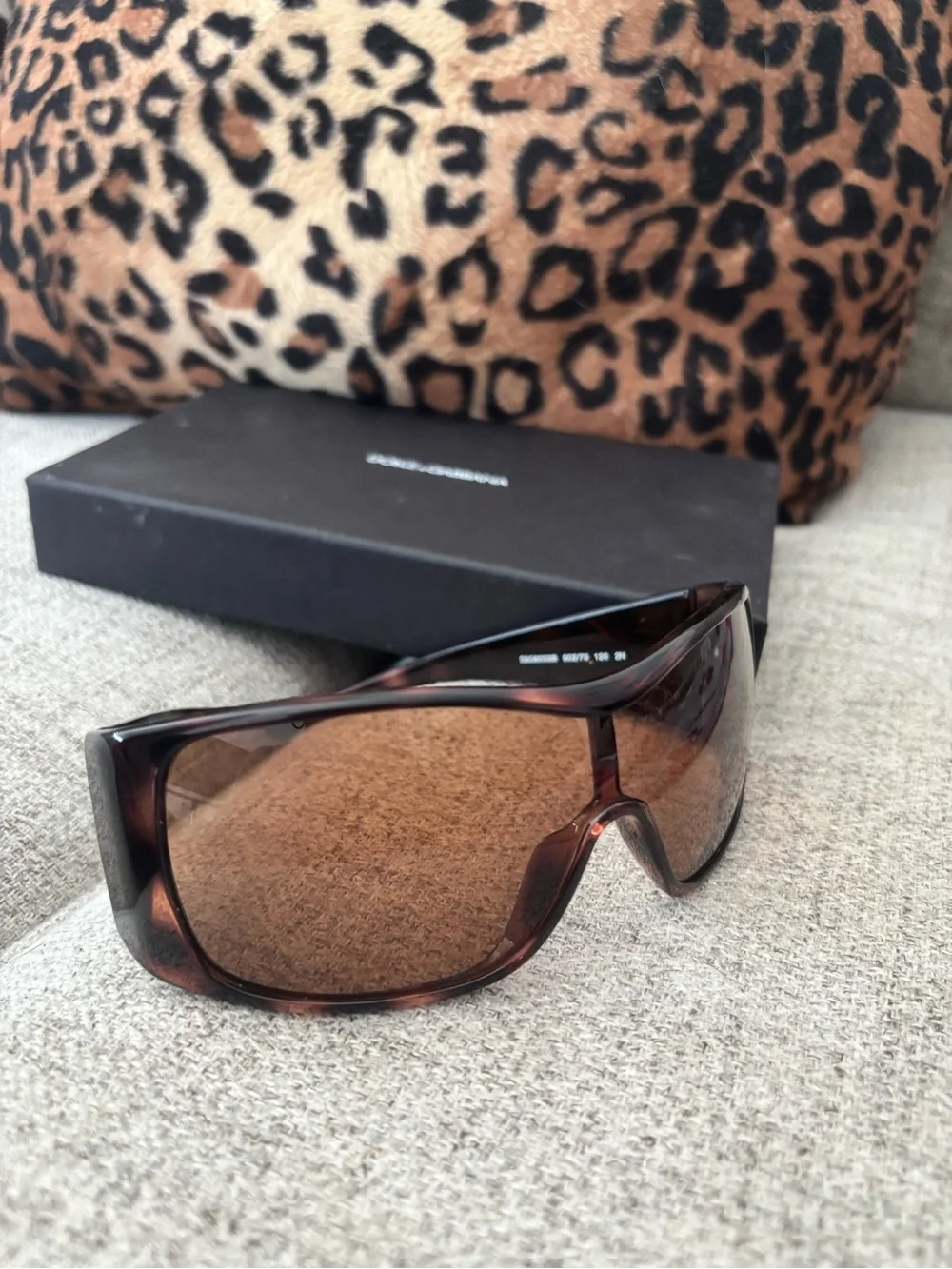 Dolce & Gabbana Brown /Leopard Shield Sunglasses with D&G Crystal Logo